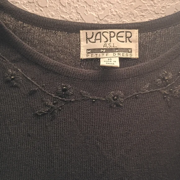 Kasper Medium Petite Classic Black Sweater Dress - Picture 2 of 6